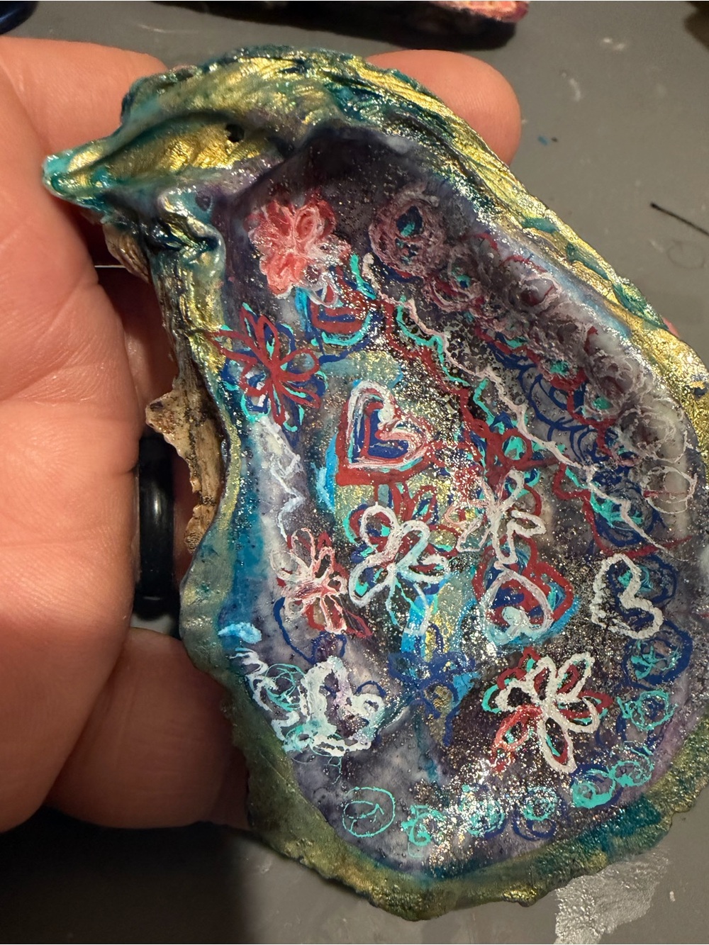 Hand painted shell trinket ring holder from Saint Simon’s island